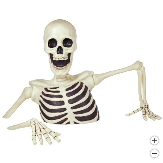 Giant groundbreaking skeleton with LED eyes, 55" (W) x 111" (L) x 62" (H), plays unforgettable sounds