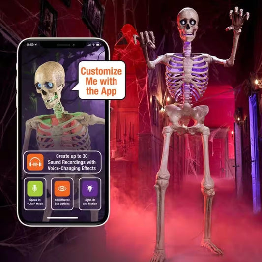 6.5 ft. Grave & Bones Animated LED App Controlled Ultra Skelly with LifeEyes LCD Eyes H23
