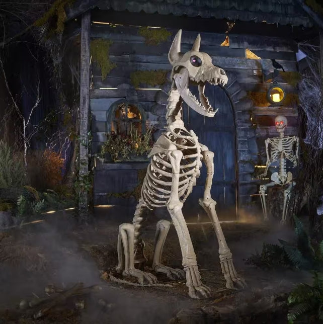 5 ft. Grave & Bones Skelly's Sitting Dog with LifeEyes™ LCD Eyes H22